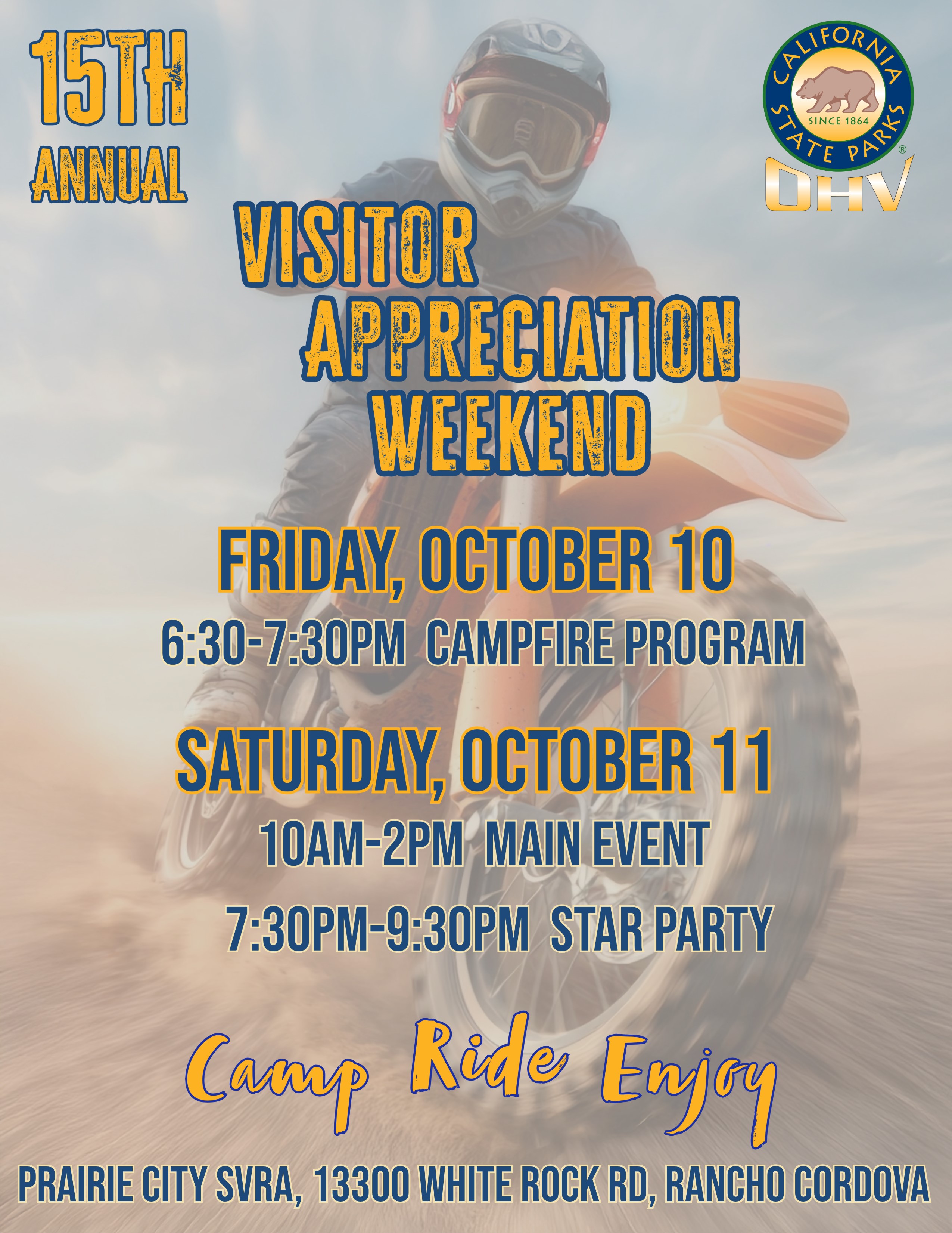 dirtbike rider with event details